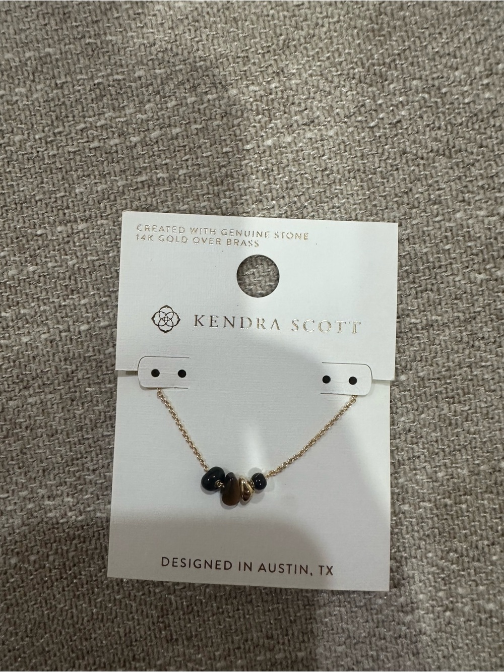 Kendra Scott Gold Chain Necklace with Black and Gold Beads